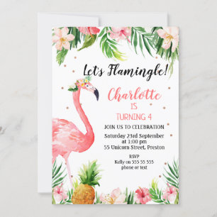 Tropische Floral Let's Flamingle Birthday Kaart