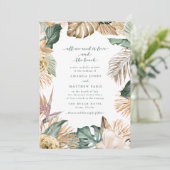 Tropische Floral Love en Beach Wedding Invite (Staand voorkant)