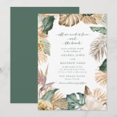 Tropische Floral Love en Beach Wedding Invite (Voorkant / Achterkant)