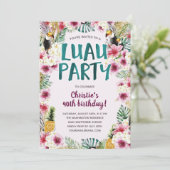 Tropische Floral Luau Birthday Party Kaart (Staand voorkant)