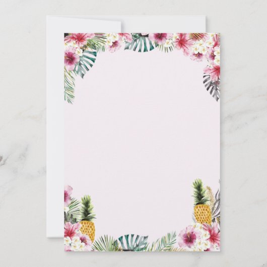 Tropische Floral Luau Birthday Party Kaart (Achterkant)