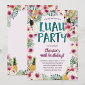 Tropische Floral Luau Birthday Party Kaart (Voorkant / Achterkant)