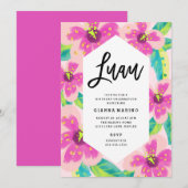 Tropische Floral Luau Birthday Uitnodiging (Voorkant / Achterkant)