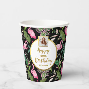 Tropische Floral Luau, Flamingos, Birthday Foto Papieren Bekers