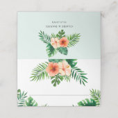 Tropische Floral Mint Green Wedding Place Card Plaatskaartje (Buitenkant ongevouwen)