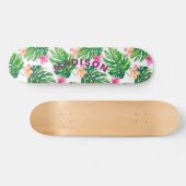 Tropische Floral Modern Girly Personalized Persoonlijk Skateboard (Horizontaal)