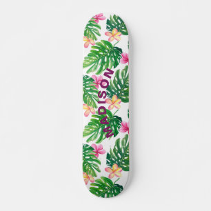 Tropische Floral Modern Girly Personalized Persoonlijk Skateboard