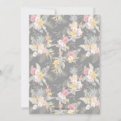 Tropische Floral op Black Wedding Save the Date (Achterkant)