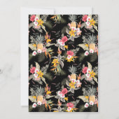 Tropische Floral op Black Wedding Save the Date (Achterkant)