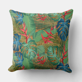 Tropische Floral op Wicker Print Kussen