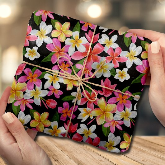 Tropische Floral op zwart Tissuepapier