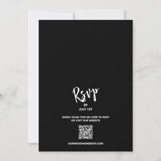 Tropische Floral over zwarte QR-code bruiloft Kaart (Achterkant)