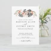 Tropische Floral & Palm Bohemian Wedding Invitatio Aankondiging (Staand voorkant)