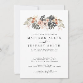 Tropische Floral & Palm Bohemian Wedding Invitatio Aankondiging