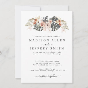 Tropische Floral & Palm Bohemian Wedding Invitatio Aankondiging