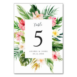 Tropische Floral Palm Leaves Blush Elegant Wedding Kaart