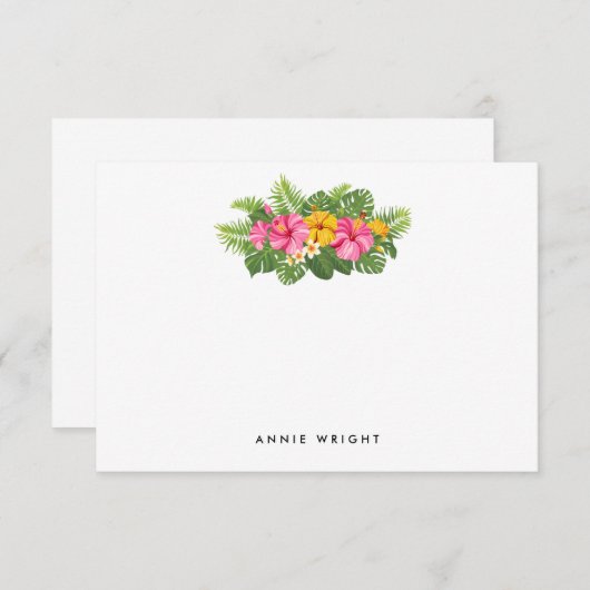 Tropische Floral Palm Leaves personaliseren Statio Notitiekaartje (Voorkant / Achterkant)