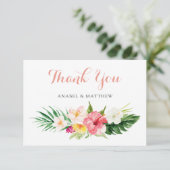 Tropische Floral Palm Weddenschap Hartelijk dank Bedankkaart (Staand voorkant)