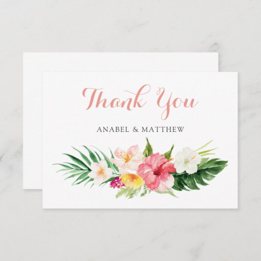 Tropische Floral Palm Weddenschap Hartelijk dank Bedankkaart (Voorkant / Achterkant)