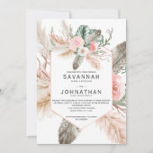 Tropische Floral Pampas Grass, Feathers, Rustisch  Kaart (Voorkant)