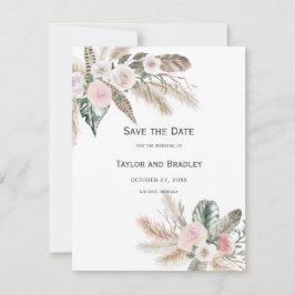 Tropische Floral Pampas Grass, Feathers, Rustisch  Save The Date