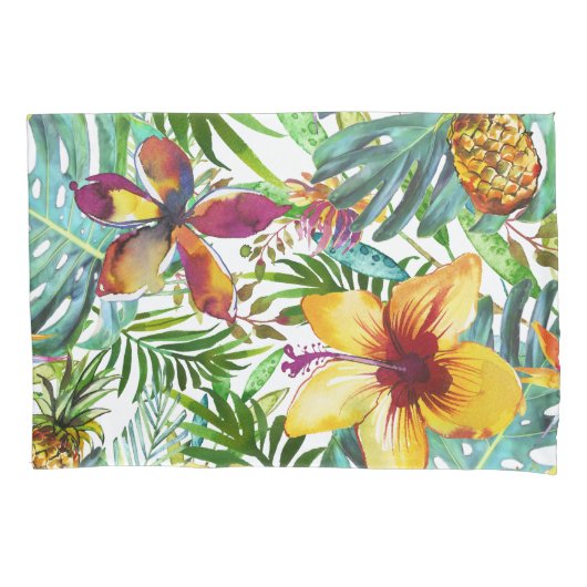 Tropische Floral Paradise Palm Pineapple Modern Kussensloop (Voorkant-Links)