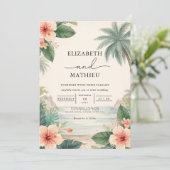 Tropische Floral Paradise Wedding Kaart (Staand voorkant)