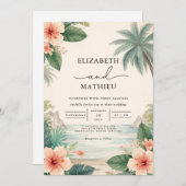 Tropische Floral Paradise Wedding Kaart (Voorkant / Achterkant)