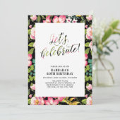 Tropische Floral Pattern Adult Birthday Party Kaart (Staand voorkant)