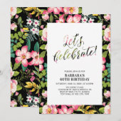 Tropische Floral Pattern Adult Birthday Party Kaart (Voorkant / Achterkant)