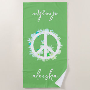 Tropische Floral Peace Sign Specialized Lush Green Strandlaken