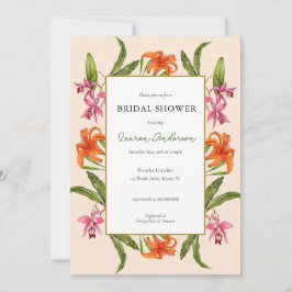 Tropische Floral Peach en wit Vrijgezellenfeest Kaart