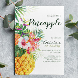 Tropische Floral Pineapple Birthday Kaart