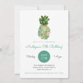 Tropische Floral Pineapple Birthday Kaart (Voorkant)
