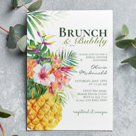 Tropische Floral Pineapple Brunch & Bubble Kaart