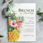 Tropische Floral Pineapple Brunch & Bubble Kaart