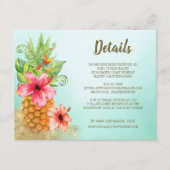 Tropische Floral Pineapple Guest Details Weddensch Informatiekaartje (Voorkant)