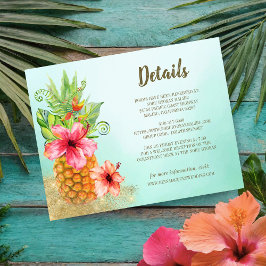 Tropische Floral Pineapple Guest Details Weddensch Informatiekaartje