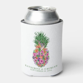Tropische Floral Pineapple Waterverf Wedding Blikjeskoeler
