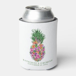 Tropische Floral Pineapple Waterverf Wedding Blikjeskoeler