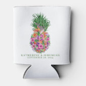 Tropische Floral Pineapple Waterverf Wedding Blikjeskoeler (Voorkant)