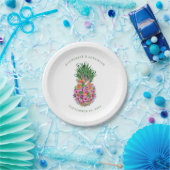 Tropische Floral Pineapple Waterverf Wedding Papieren Bordje (Feest)