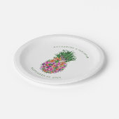 Tropische Floral Pineapple Waterverf Wedding Papieren Bordje (Gekanteld)