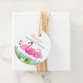 Tropische Floral Pink Flamingos Bedankjes Labels (In situ)