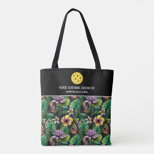 Tropische Floral print aangepaste Pickleball Paddl Tote Bag (Achterkant)