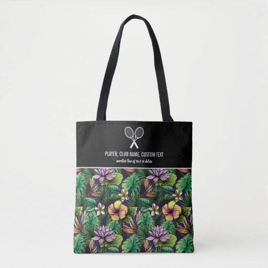 Tropische Floral Print Custom Tennis Racket Tote Bag (Voorkant)