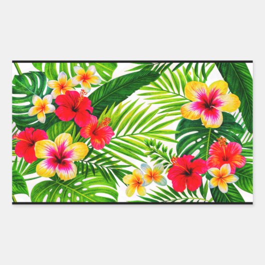 Tropische Floral Rechthoekige Sticker (Voorkant)