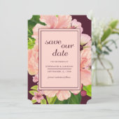 Tropische Floral roze en perzikkleurige Waterverf Save The Date (Staand voorkant)