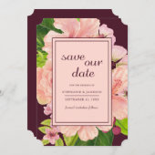 Tropische Floral roze en perzikkleurige Waterverf Save The Date (Voorkant / Achterkant)
