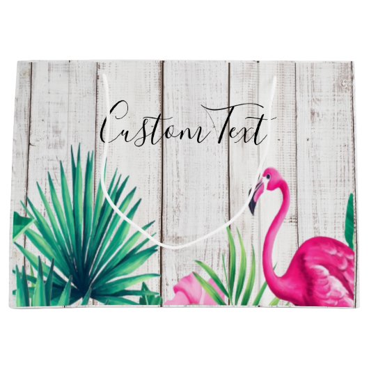 Tropische Floral roze Flamingo Familienaam Beach Groot Cadeauzakje (Voorkant)